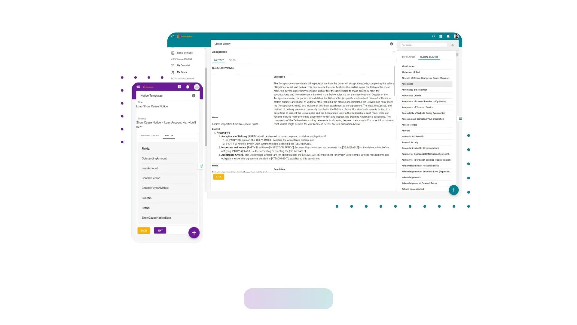 Notice template workspace with drafting and approval controls